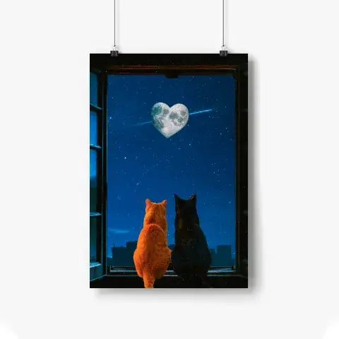 Meowgical Night. Paper Wall Art Poster