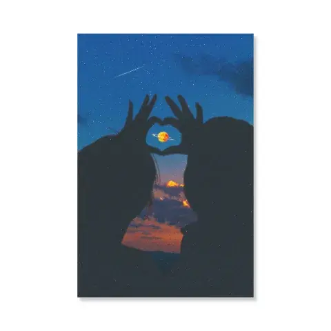 Saturn & You. Canvas Wall Art, Multi-Sizes, No solid wood back frame.