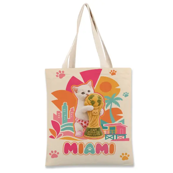 Cilekli Don Miami Theme Graphic Tote Bag