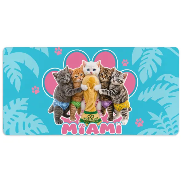Cilekli Don World Cat Cup Miami Theme Graphic Mouse Pad