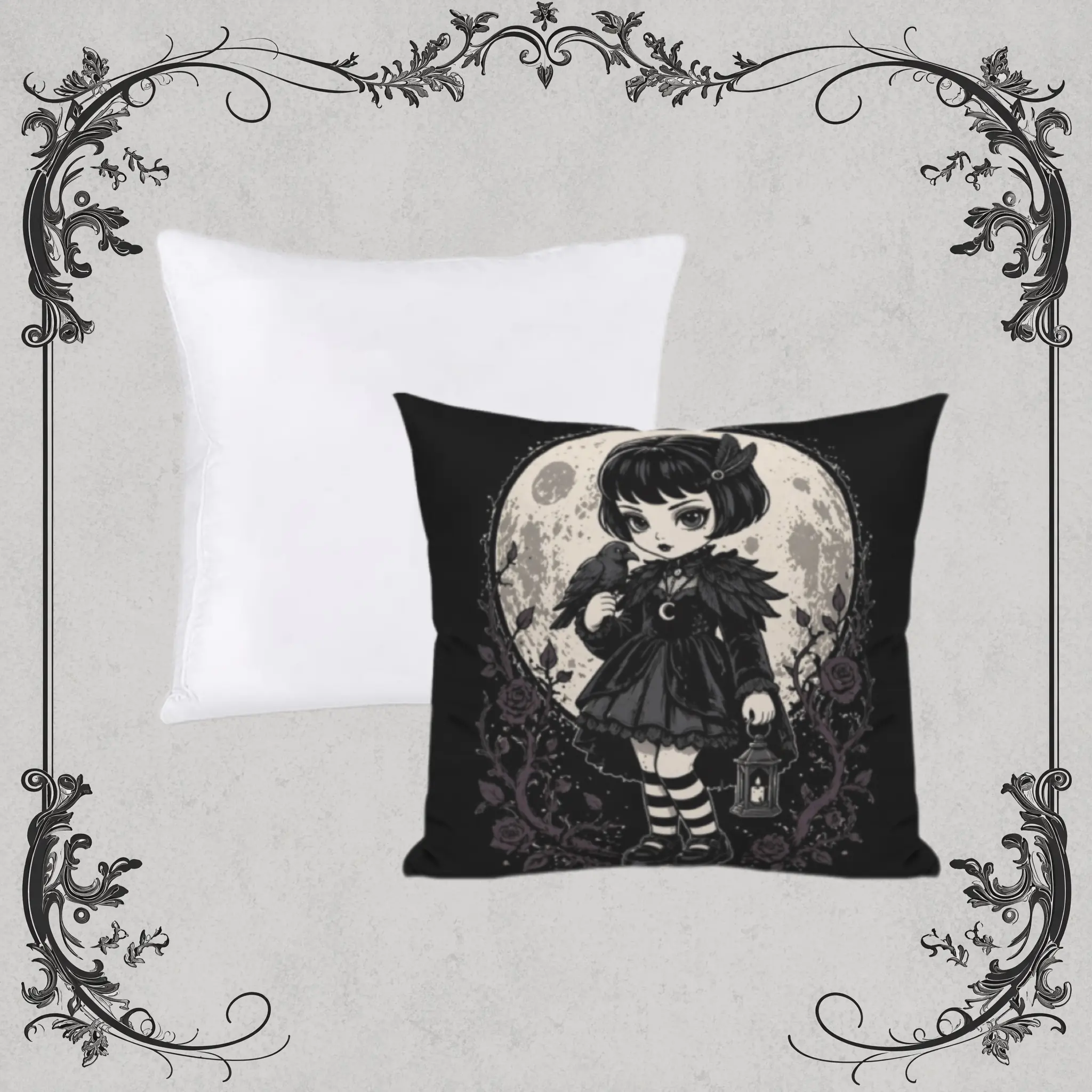 RavenLune Linen-Look Polyester Pillow