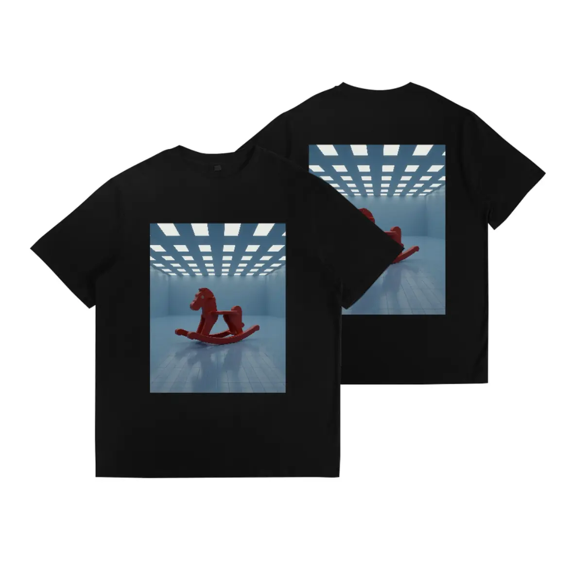 Men's polyester short-sleeve t-shirt, double-sided printing, high-quality fabric, wrinkle-resistant, easy to wash, suitable for casual, work, and outdoor wear, black and white, various sizes