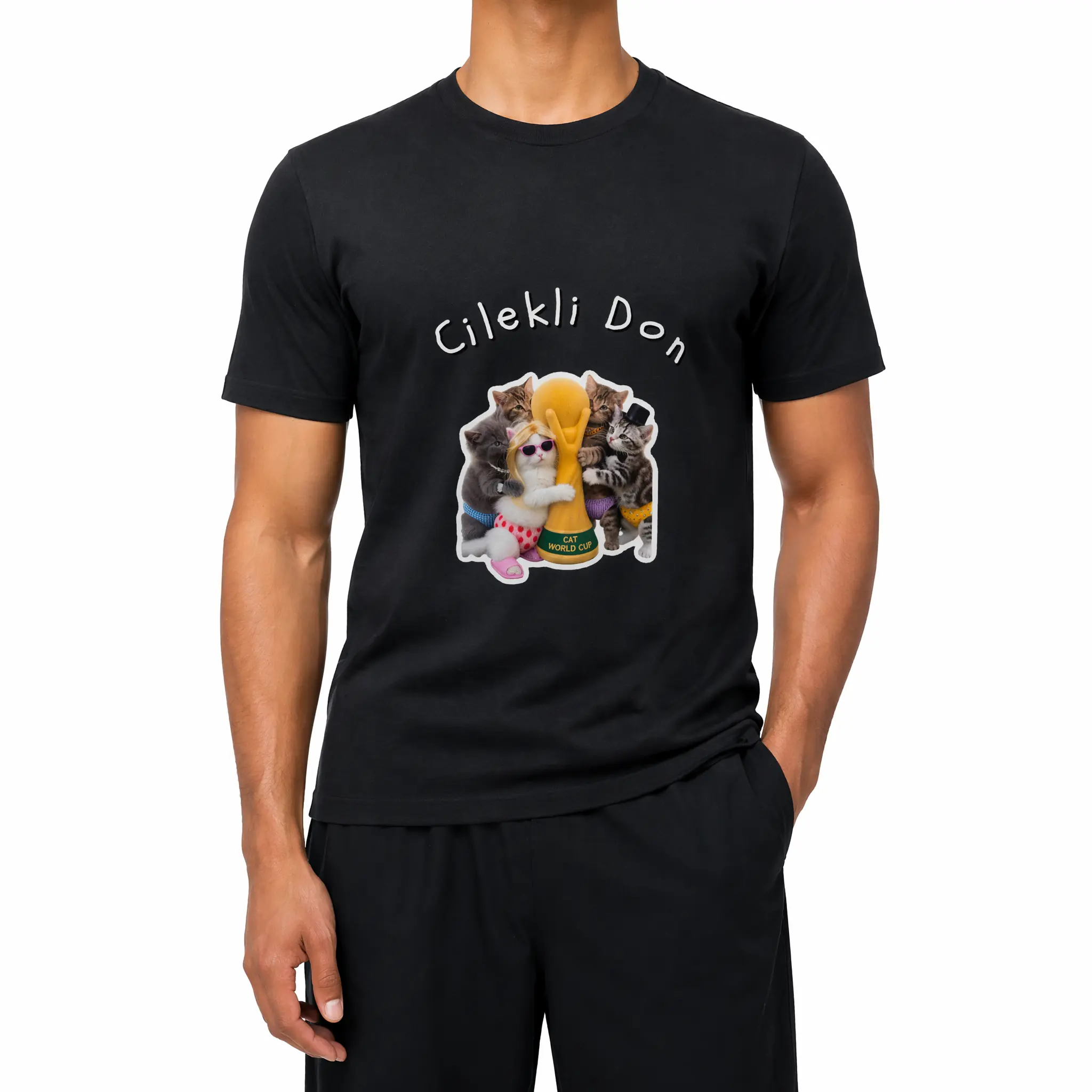 Cilekli Don Cat Cotton T-Shirt