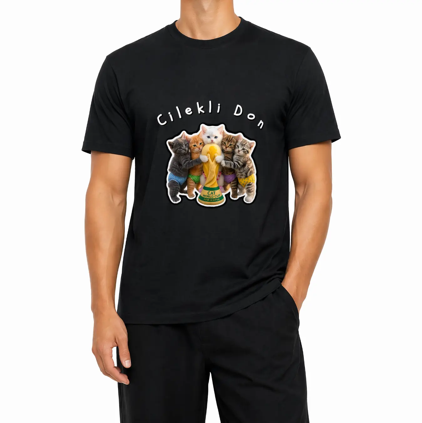 Cilekli Don Cat Cotton T-Shirt