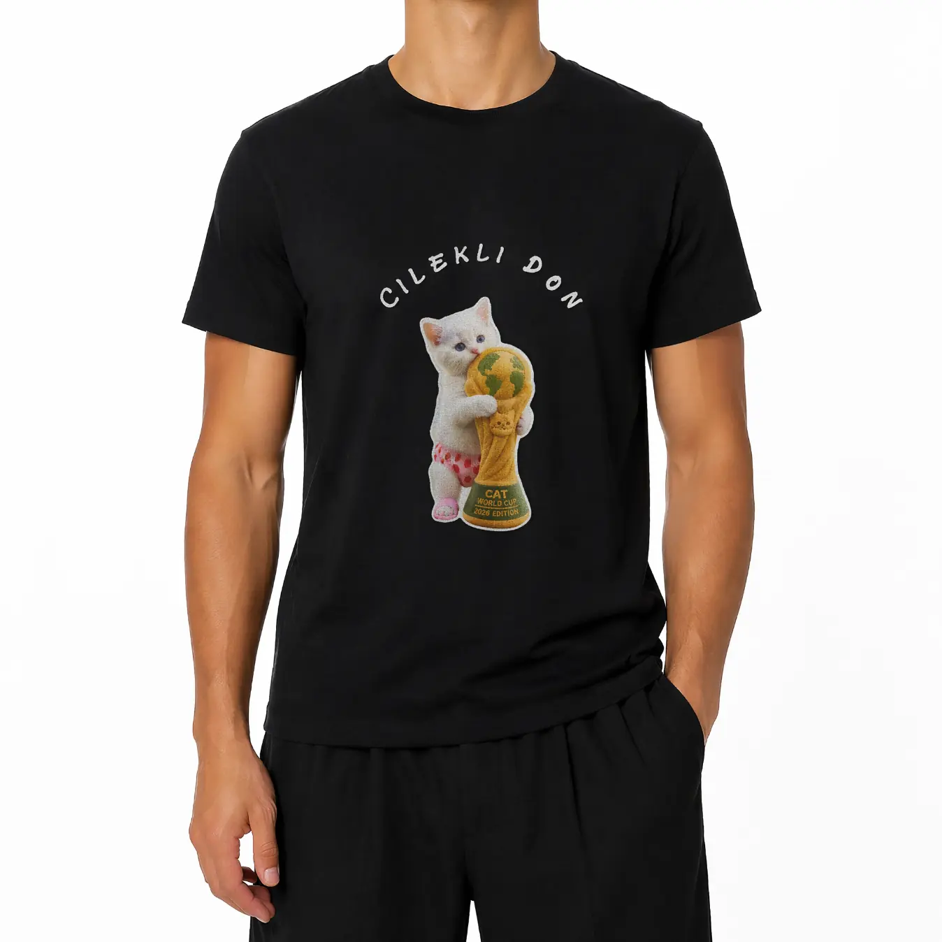 Cilekli Don Cat Cotton T-Shirt