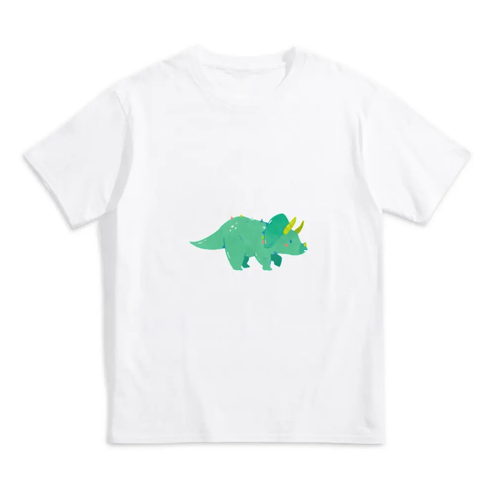 Brooke Adams, Triceratops, Kids Cotton T-Shirt, Heat Transfer Printing