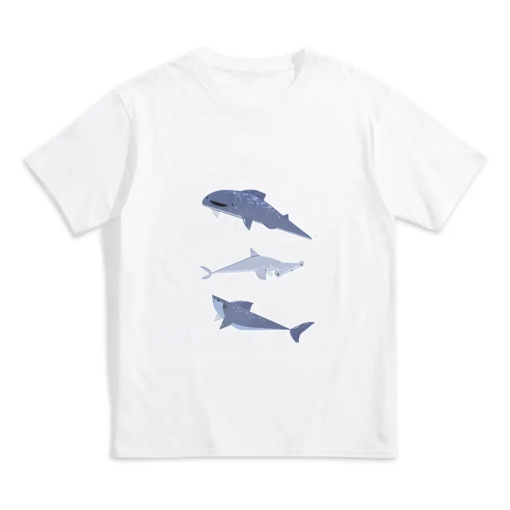 Brooke Adams, white, Hammerhead & WhaleShark , Kids Cotton T-Shirt,Heat Transfer Printing