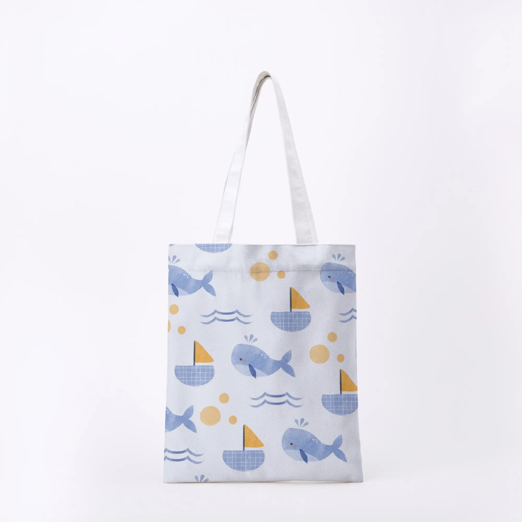 Brooke Adams Art, RepeatingWhale, Double-Sided All-Over Print Twill Fleece Tote Bag
