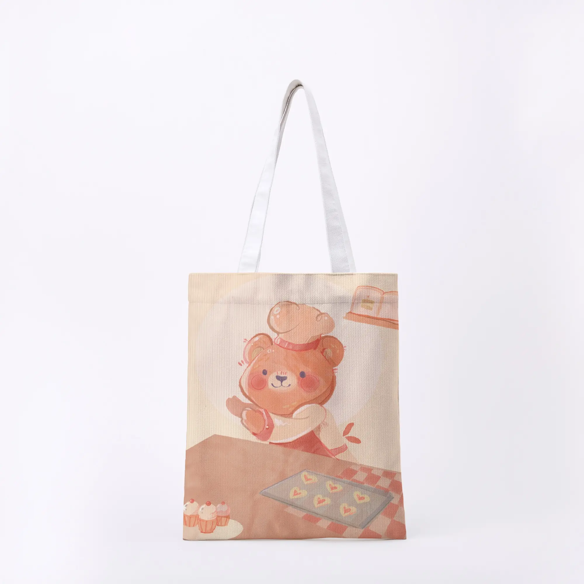 Brooke Adams Art, Chef Bear, Double-Sided All-Over Print Twill Fleece Tote Bag