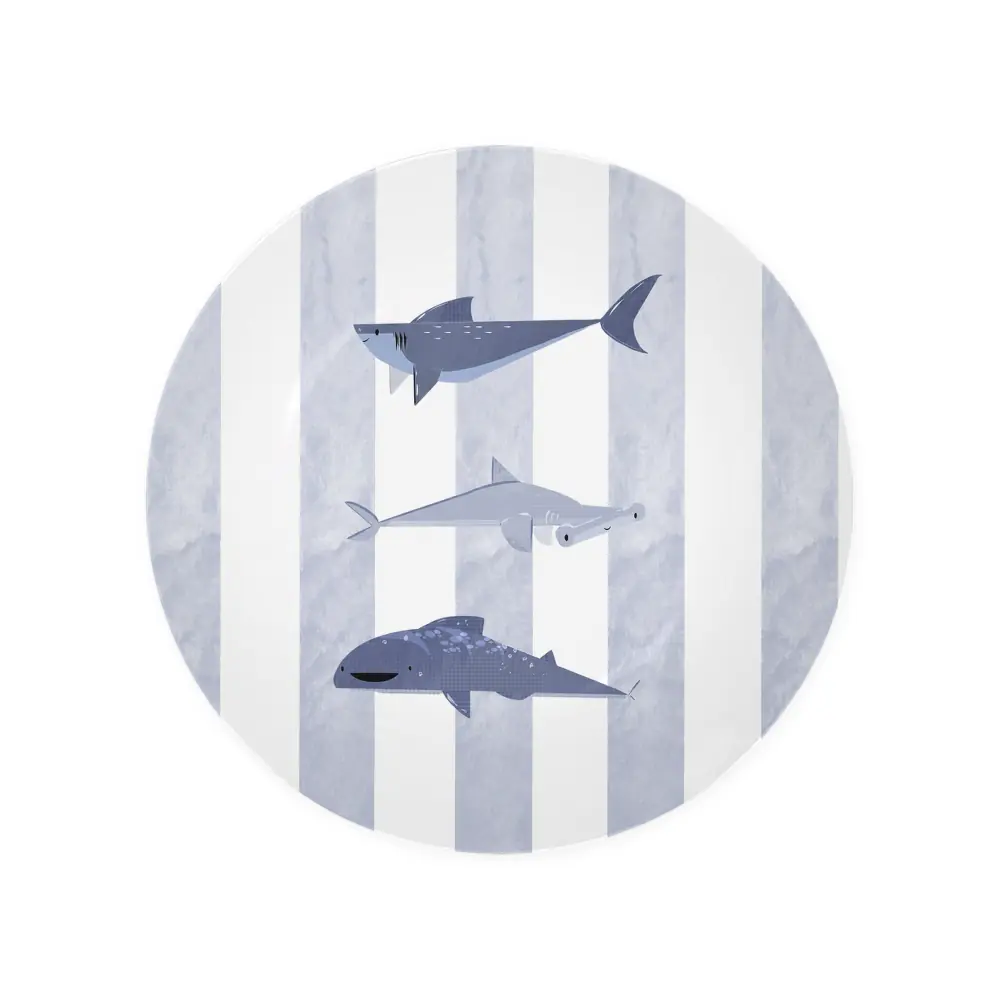 Brooke Adams Art, Sharks, Ceramic Art Dinner Plate