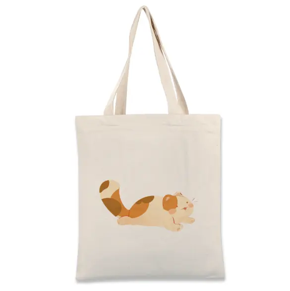 Brooke Adams Art, Cat, Lightweight Linen Tote Bag with Double-Sided Print, Multiple Sizes