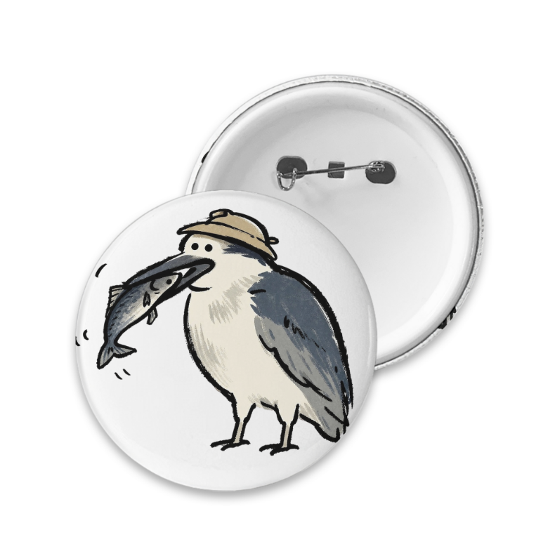 Master Ye eats fish, personalized tinplate badge