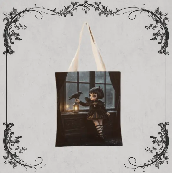 RavenLune Linen Tote Bag