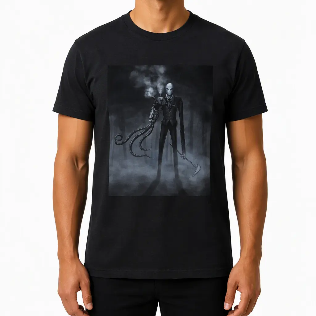 Graphic Cotton T-Shirt,Steampunk Slender Man.Durable Heat Transfer Printing