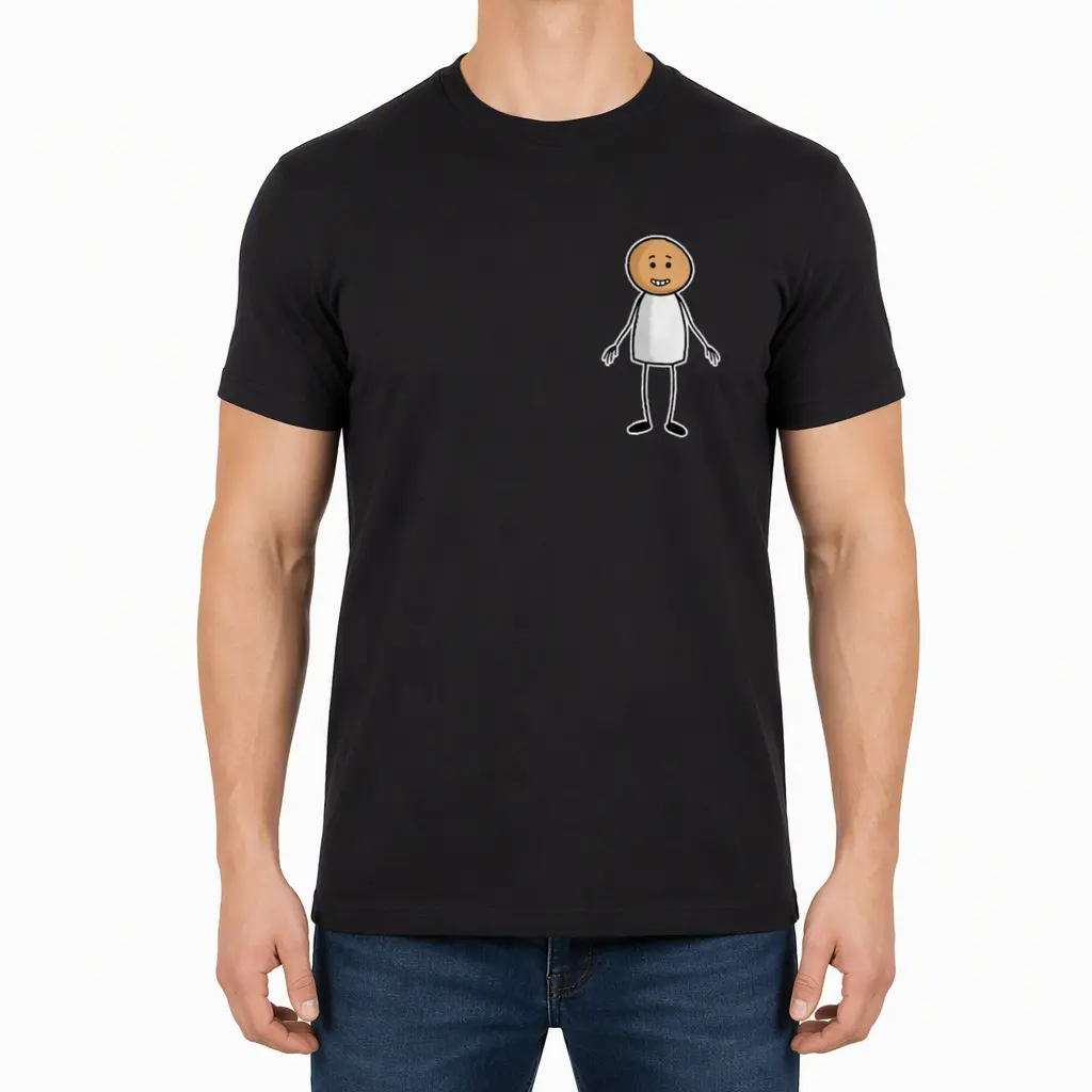 Graphic Cotton T-Shirt, Funny Stick Figure Cartoon Print Crewneck Tee, Casual Short Sleeve Top, Premium 202g Cotton, Breathable Moisture-Wicking Fabric, Regular Fit Sizes S-3XL