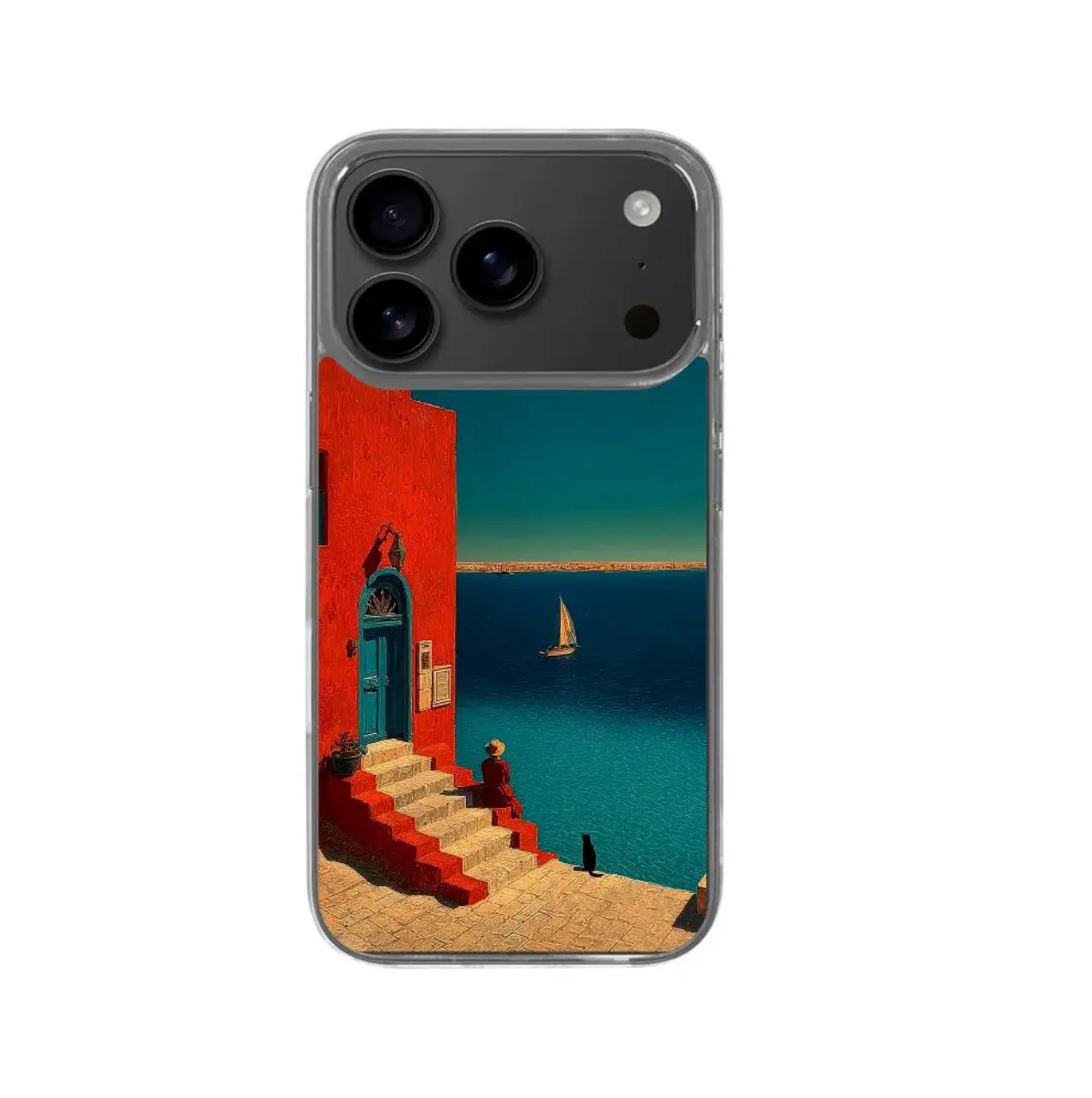 AestheTech Clear TPU Case for iPhone 17 Pro, Mediterranean Art Print Cover, Shockproof Drop Protection, Anti-Yellowing Scratch-Resistant Flexible Bumper, Slim Profile Daily Defense Shell