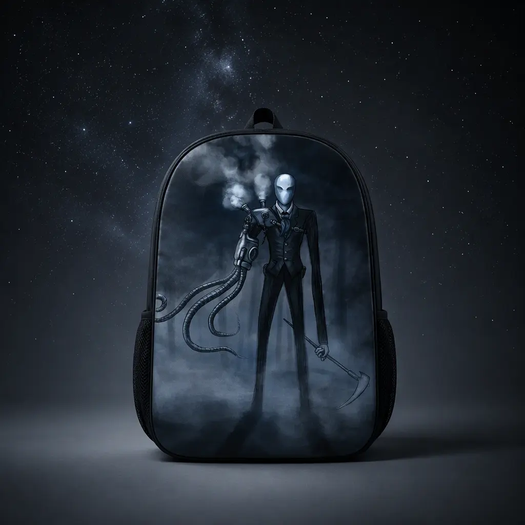 Polyester Backpack (with Boning) ,Steampunk Slender Man,420g Single-Sided Print