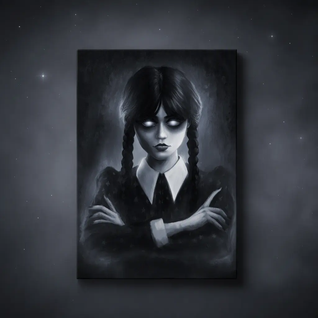 Oxford Fabric ,,Drawlloween Day 4 - Wednesday Addams,60x90cm /Single-Sided Print