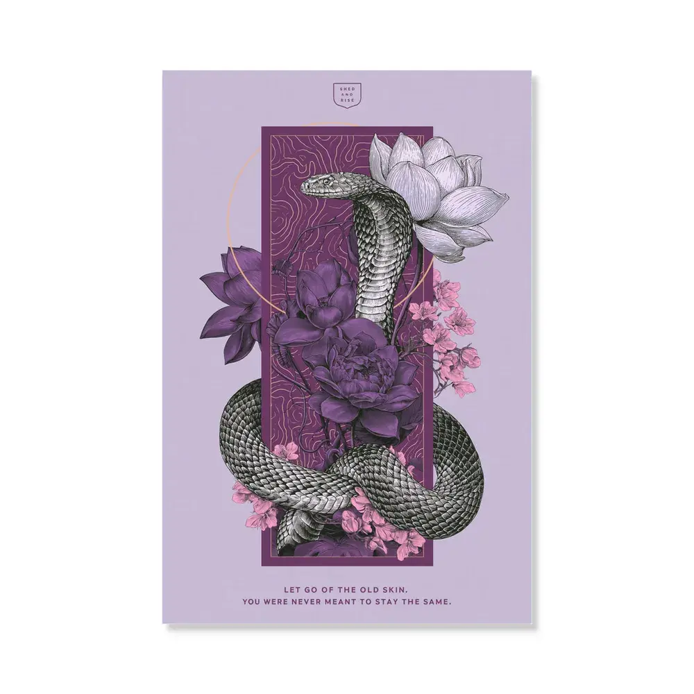 Shed & Rise Snake Canvas Wall Art, Cobra and Lotus Flower Unframed Poster Print, Purple Spiritual Quote Decor for Bedroom, Premium Textured Art Canvas, Durable Fade Resistant, Multiple Sizes