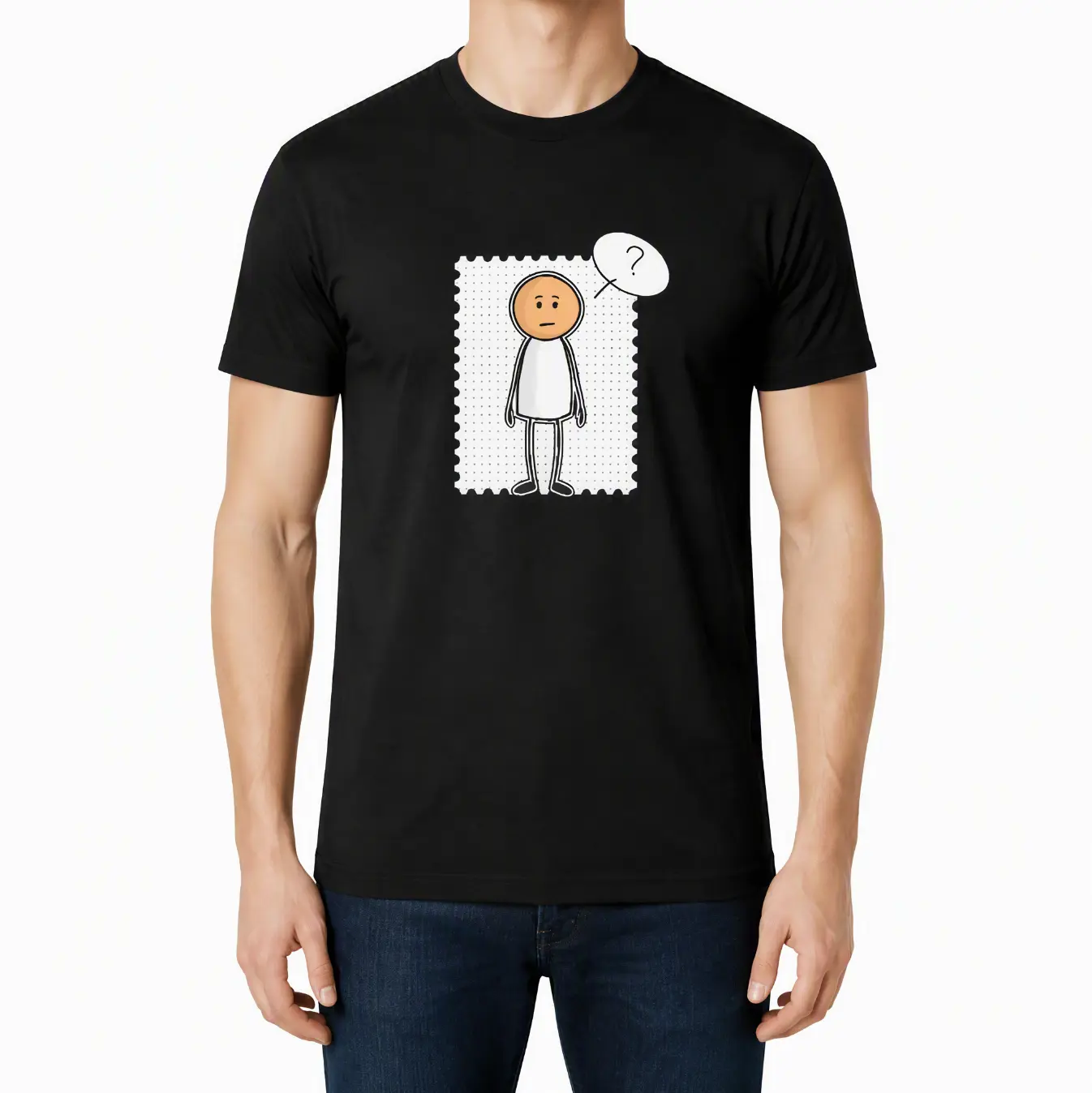 GrafixWear Men's Graphic T-Shirt, Funny Cartoon Stick Figure Cotton Tee, Casual Streetwear, Premium 202g Heavyweight Breathable Fabric, Double-Stitched Seams, Moisture-Wicking Comfort