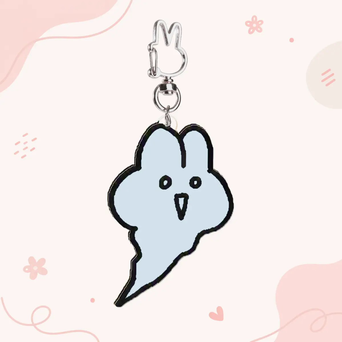 Dazed rabbit rolling its eyes in exhaustion acrylic keychain