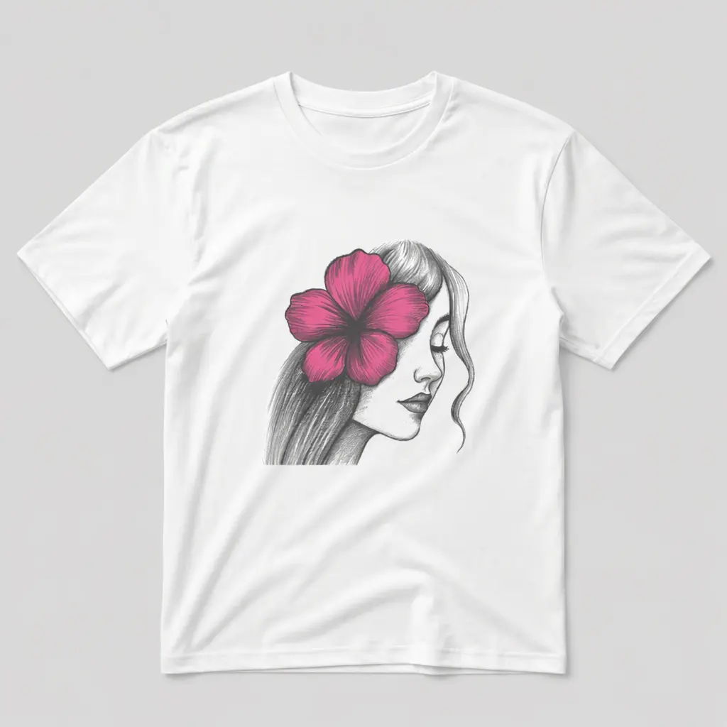 Graphic Cotton T-Shirt, Floral Serenade, Durable Heat Transfer Printing