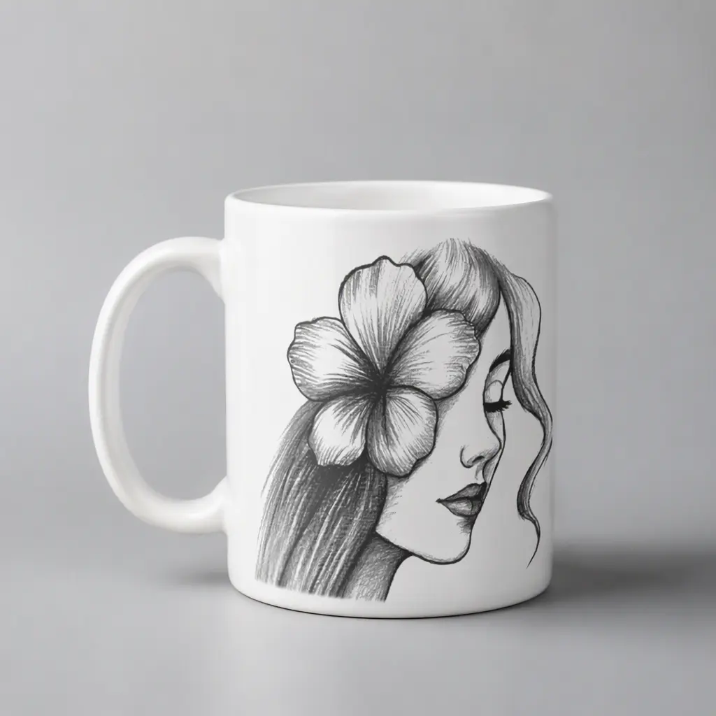 Ceramic Mug Partial Print,Floral Serenade,,435g
