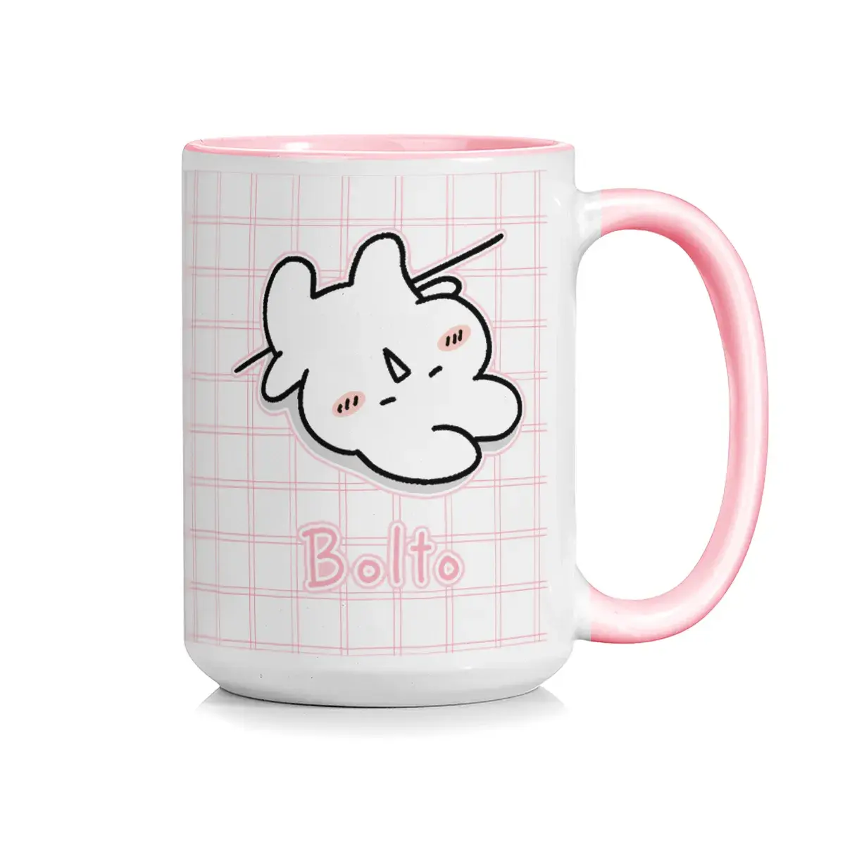 Upside-down lying chibi rabbit check ceramic mug