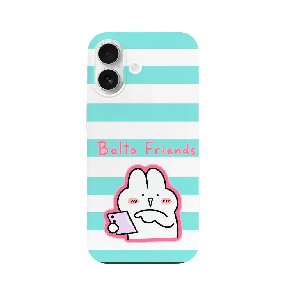 Q-version rabbit border phone case for looking at smartphone, exclusively for iPhone 17 后台日文标签: