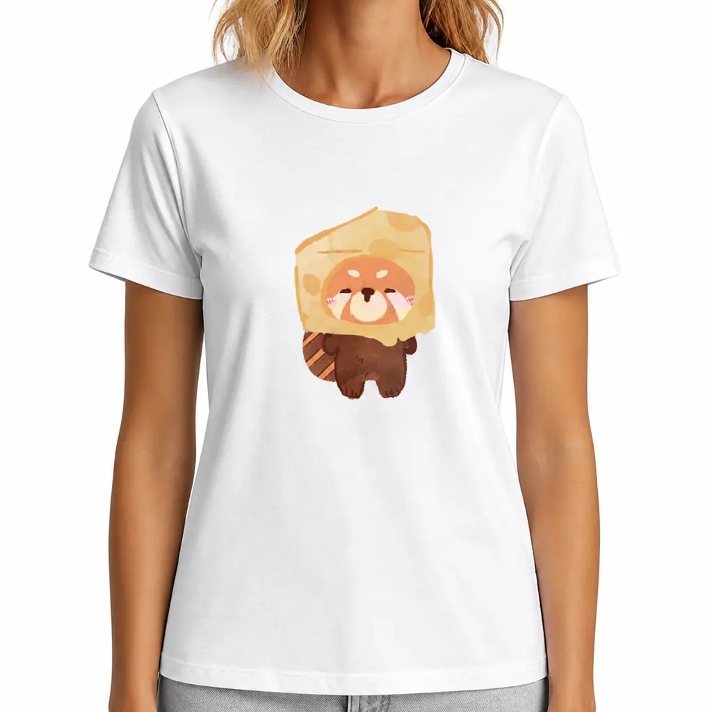 Brooke Adams Art, Raccoon, Women's Cotton T-shirt, DTG Printing, Multiple Colors Available