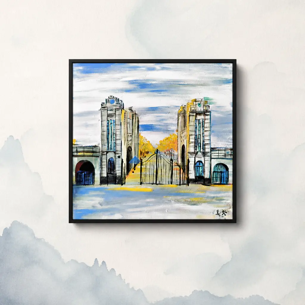 Fudan University's Twelve Scenes Series (Part 4), 3D textured relief painting, 80x80 cm (including frame)