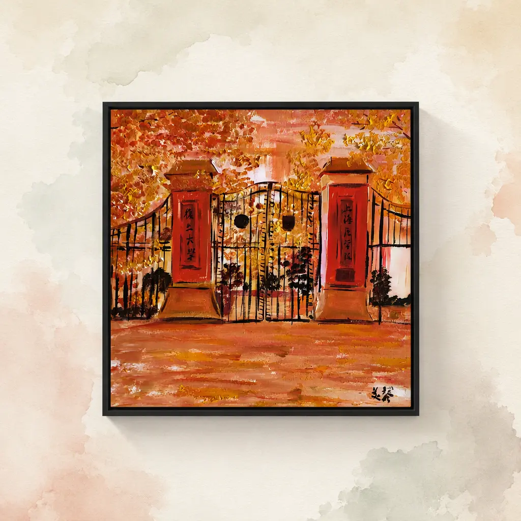 Fudan's Twelve Scenes Series (Part 6), 3D textured painting 80x80 cm (including frame)