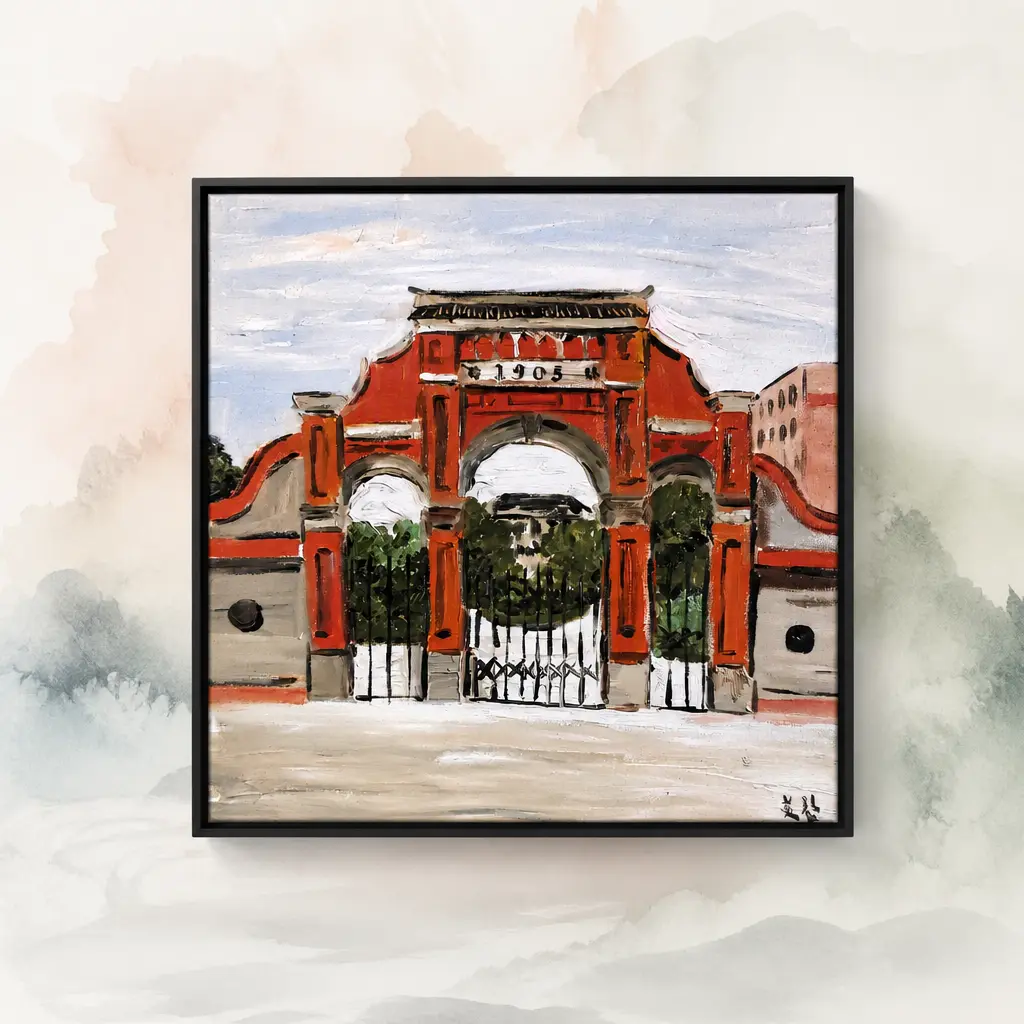 Fudan's Twelve Scenery Series (Part 1), 3D textured art piece, 80x80 cm (including frame)