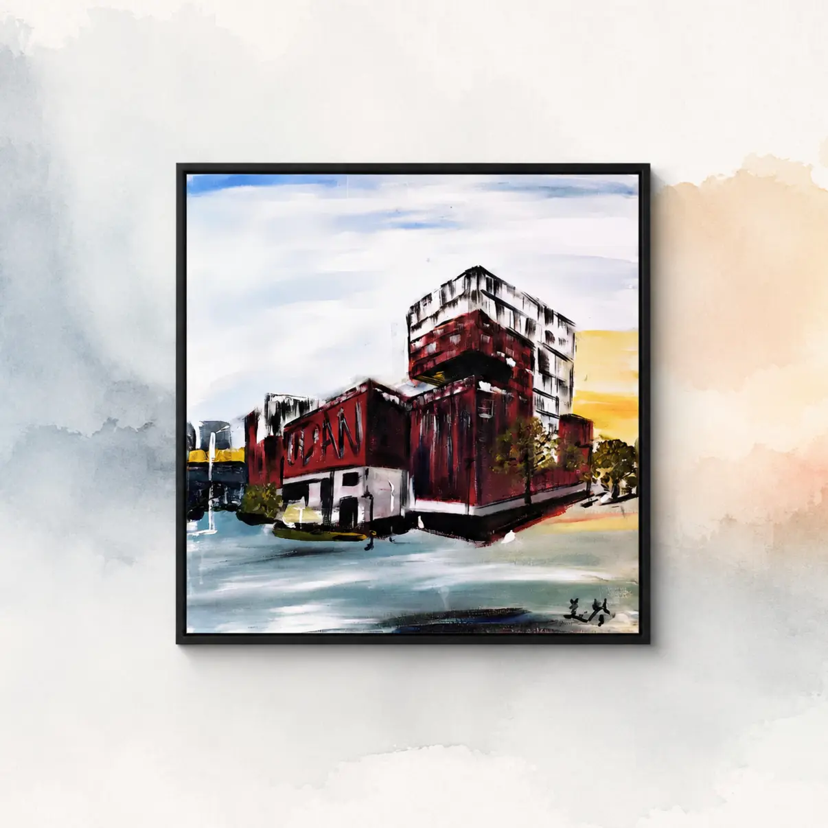 Fudan's Twelve Scenes Series (Part 3), 3D textured painting 80x80 cm (including frame)