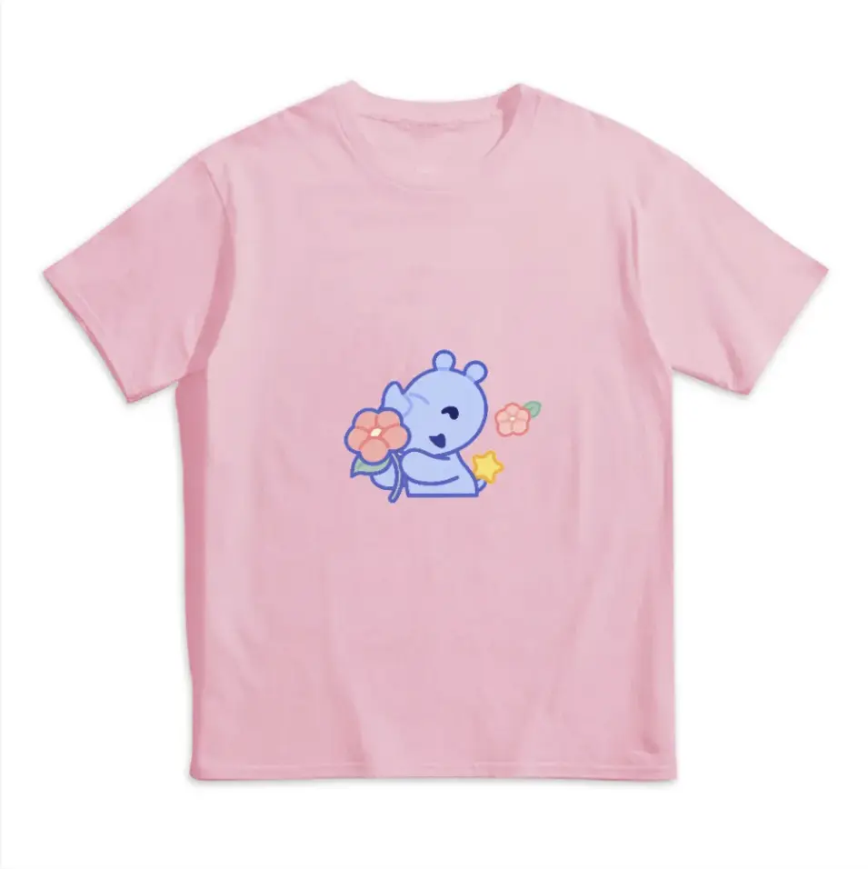 เสื้อยืดเด็กผ้าฝ้ายแท้ ลายกราฟิกช่อดอกไม้ Blue Rhino
