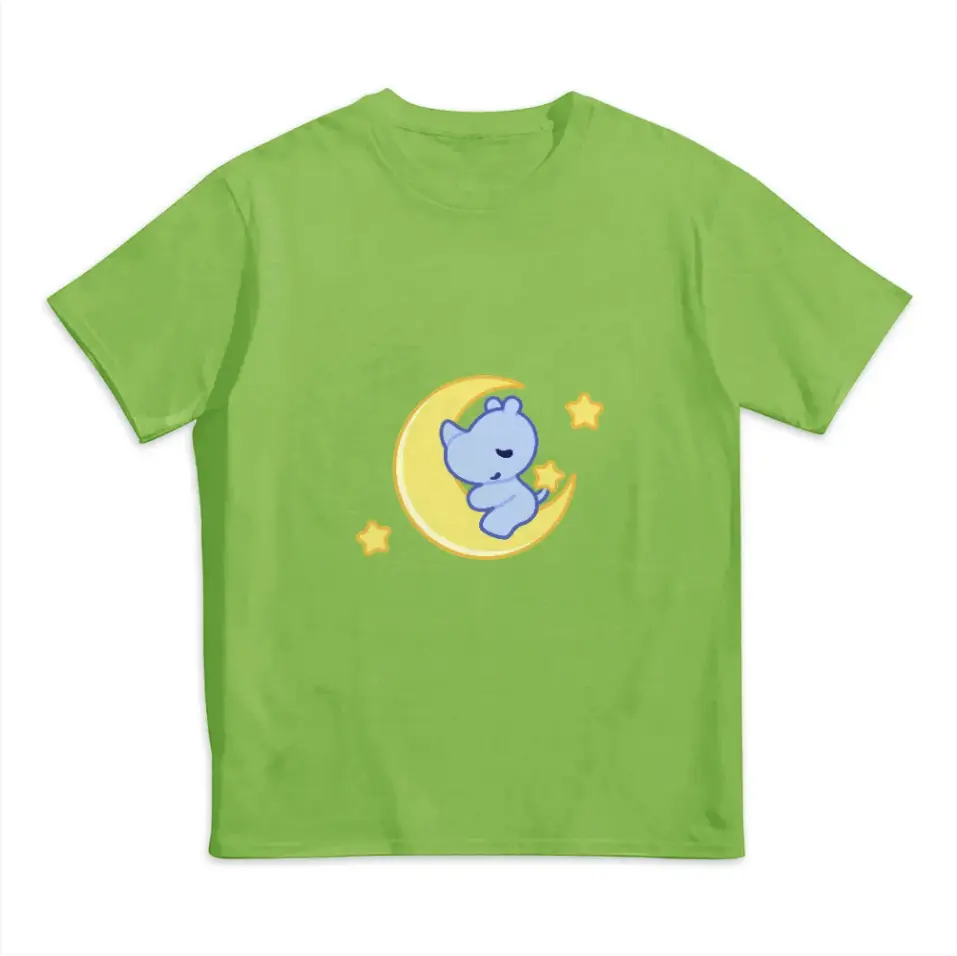 เสื้อยืดเด็กผ้าฝ้ายแท้แขนสั้น คอลเลกชันออกแบบลาย Blue Rhino กอดพระจันทร์ 🌙