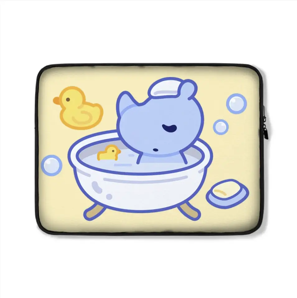 กระเป๋าคอมพิวเตอร์ลายกราฟิกน้องแรดสีฟ้าอาบน้ำ 🦏🚿