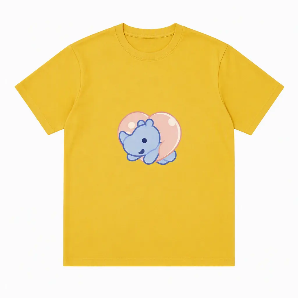เสื้อยืดเด็กผ้าฝ้ายแท้แขนสั้นลาย Blue Rhino ยิงหัวใจ