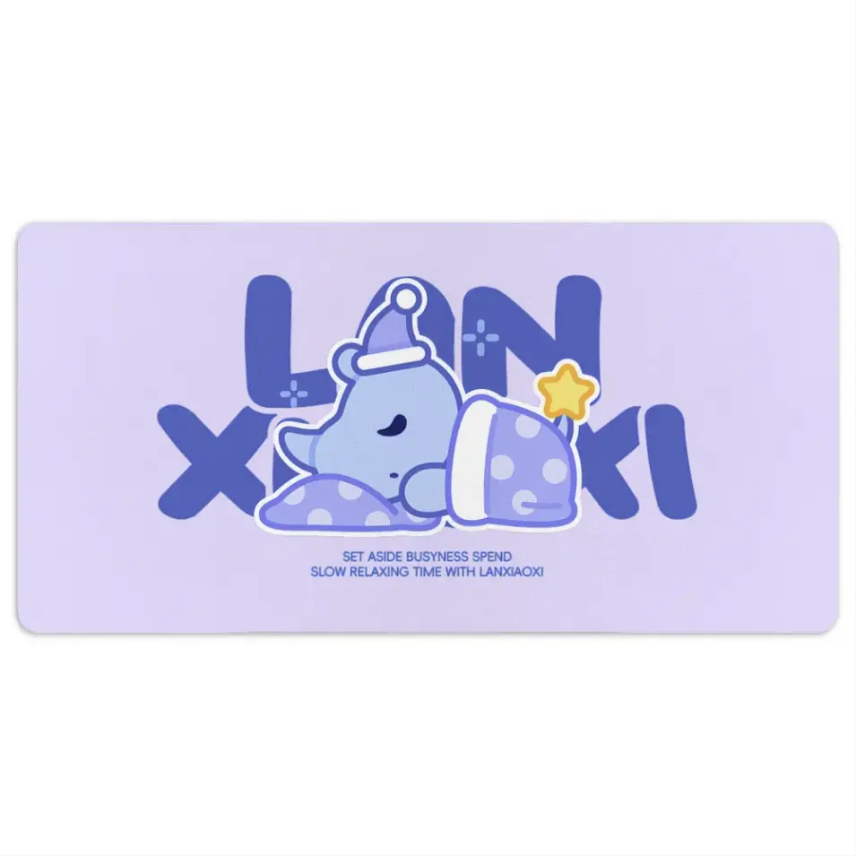 การออกแบบลวดลาย Blue Rhino นอนหลับ แผ่นรองเมาส์ขนาดใหญ่พิเศษแบบหนา