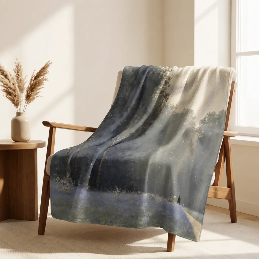 soulsteps Flannel Throw Blanket, Artistic Forest Landscape Print, Cozy Soft Lightweight Bed Blanket for Couch Sofa Living Room, Hypoallergenic Anti-Pilling, Wrinkle Resistant, Easy Care