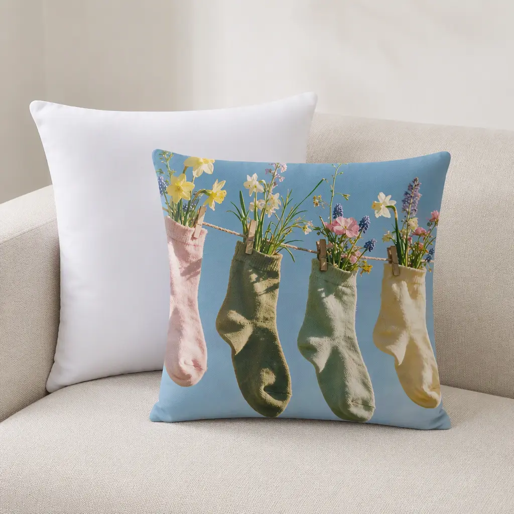 Polyester Throw Pillow,Spring Hung in the Breeze,12×12 Inch Double-sided Print (Same Design on Both Sides)