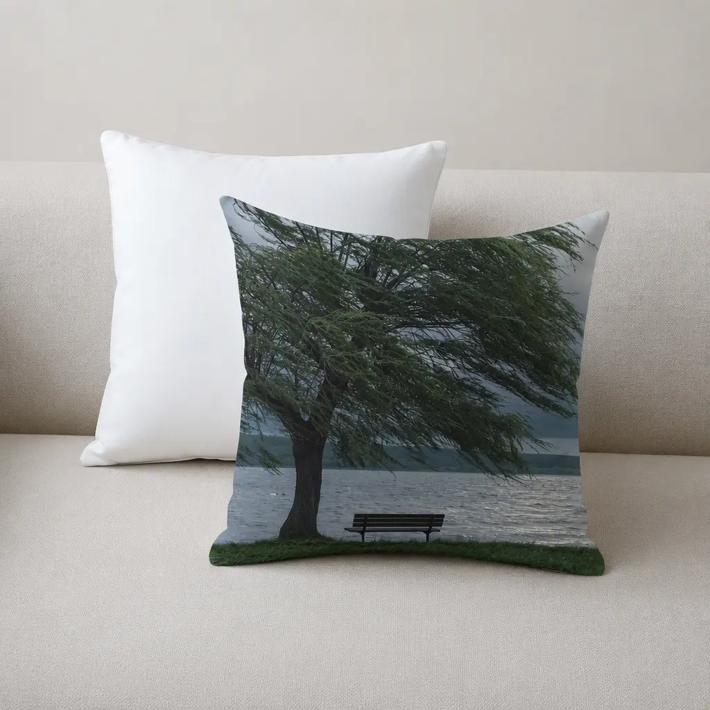 Polyester Throw Pillow ,The Place That Remains in Wind,12×12 Inch Double-sided Print (Same Design on Both Sides)