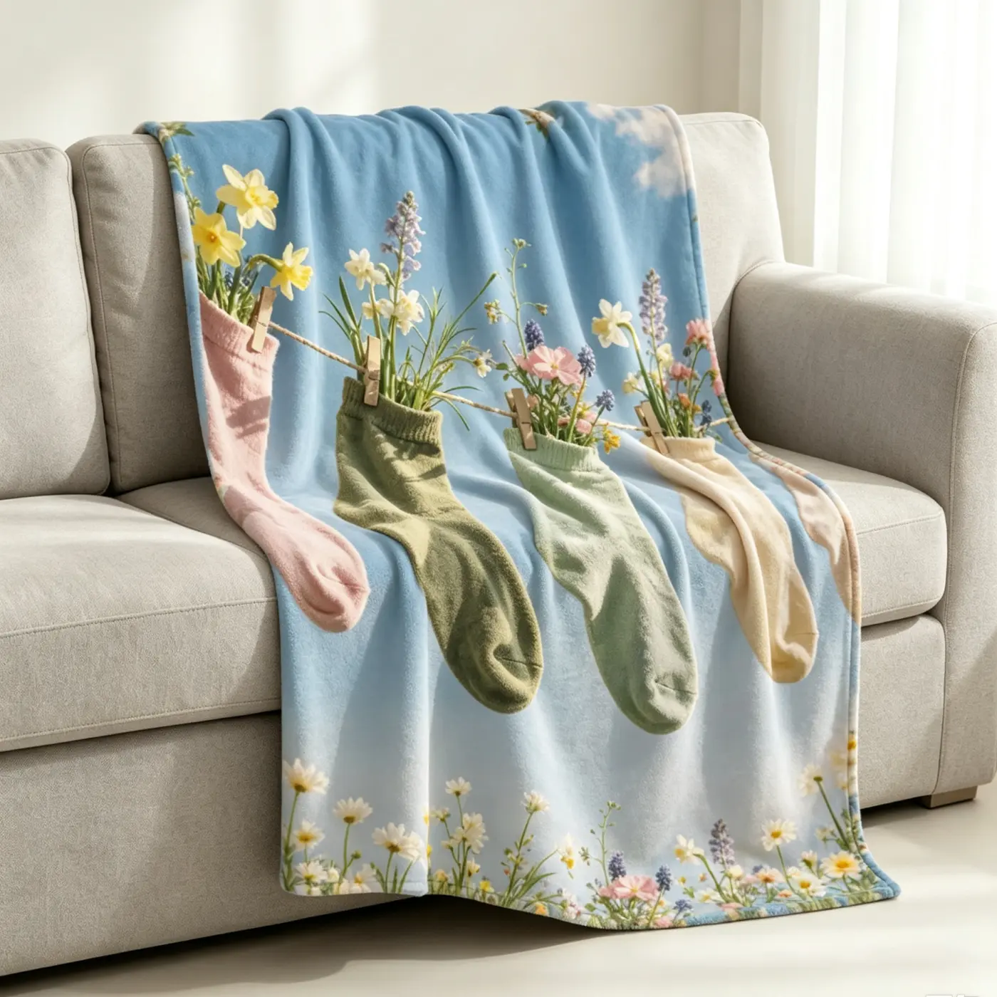 Flannel Blanket ,Spring Hung in the Breeze,30×40 Inch (230g, Portrait) Single-sided Print