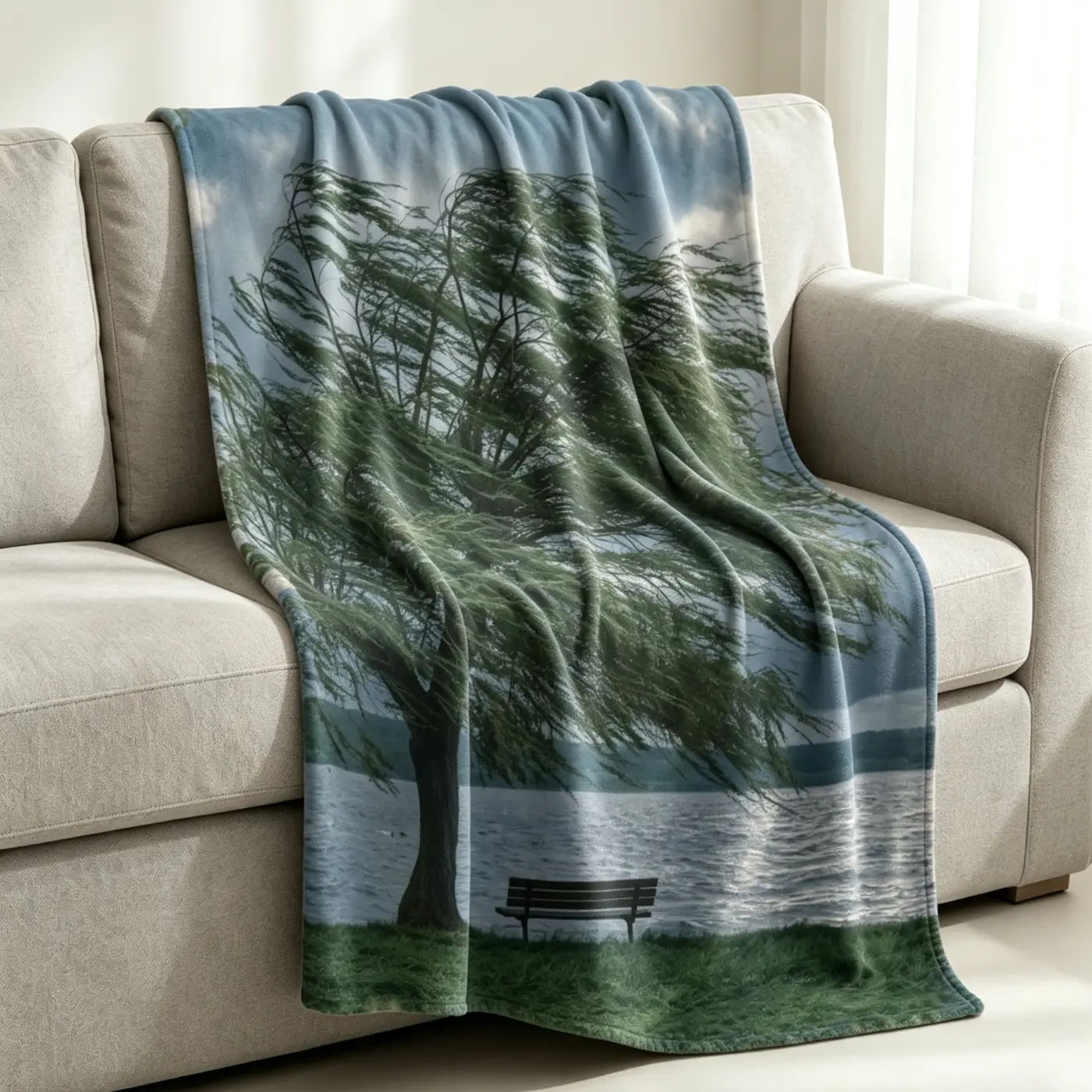 Flannel Blanket ,The Place That Remains in Wind,30×40 Inch (230g, Portrait) Single-sided Print