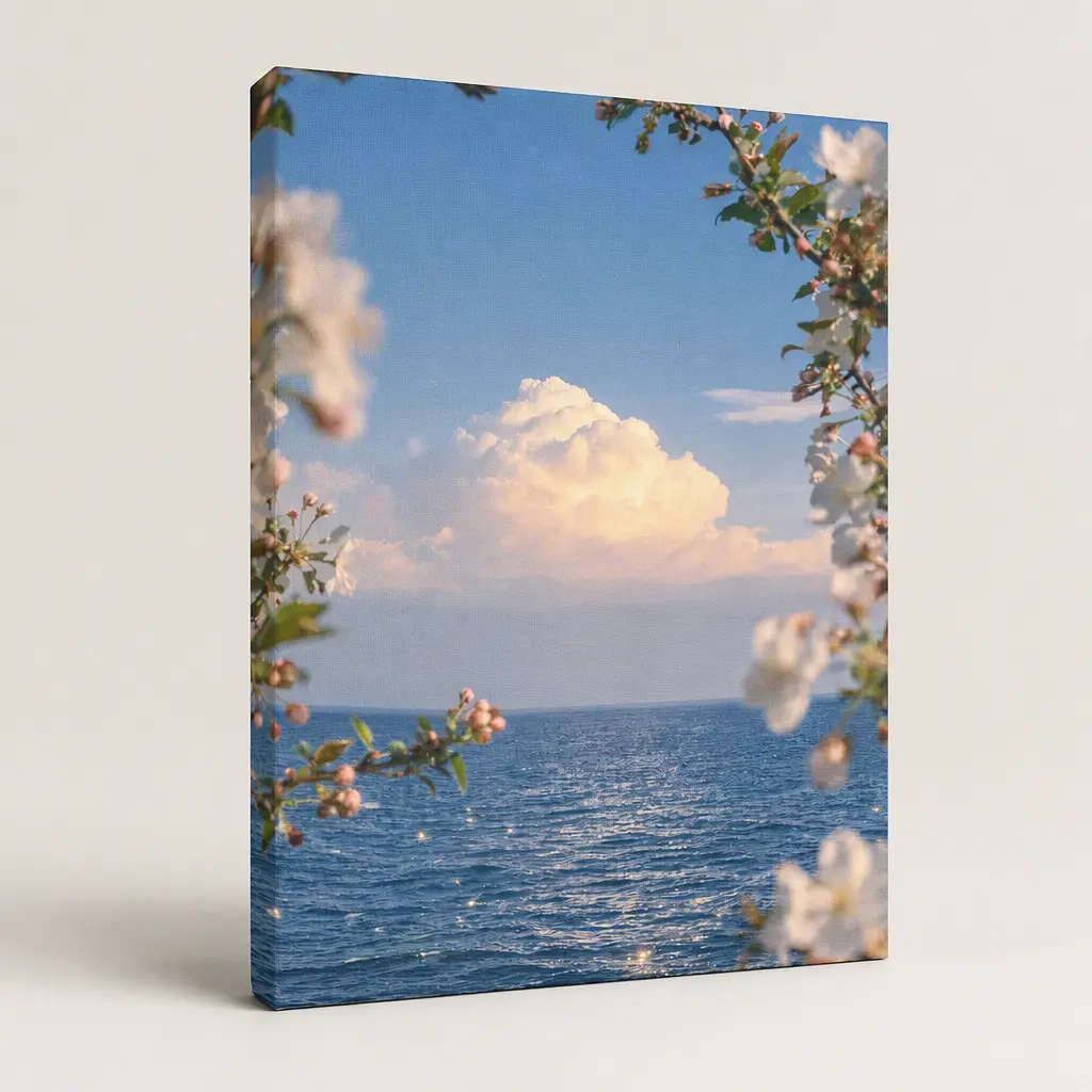 Stretched Canvas Decorative Painting ,Sea Beyond Spring Light,8x12Inch All-Over Print