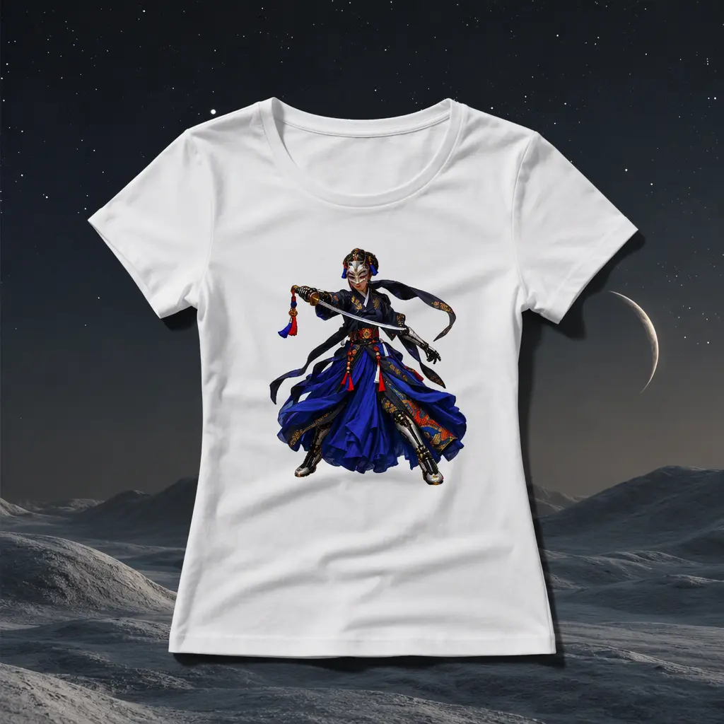 Cotton Women's T-Shirt , Nongae Hero Pose View , 168g(Partial Print)