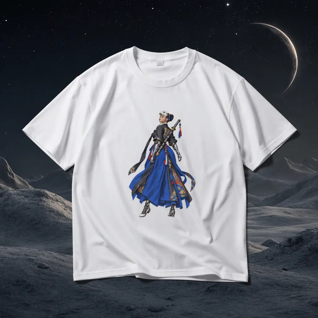 Graphic Cotton T-Shirt , Nongae baseline , Durable Heat Transfer Printing