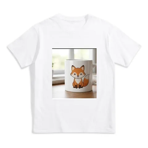 Cloud Home Children's T-shirt, pure cotton short sleeves, cute little fox mug cartoon print, unisex crew neck comfortable top for boys and girls, suitable for daily school wear and outdoor activities for children aged 3-12, Class A infant safety grade quality, soft, breathable, and skin-friendly natural cotton, eco-friendly reactive printing and dyeing that is fade-resistant after washing, classic simple straight fit suitable for all body types, neat and smooth stitching, gentle on baby's delicate skin, available in a wide range of colors (including black, white, red, yellow, orange, light green, pink, sky blue, light gray), sizes range from 100cm to 150cm, high cost-performance value children's clothing item.