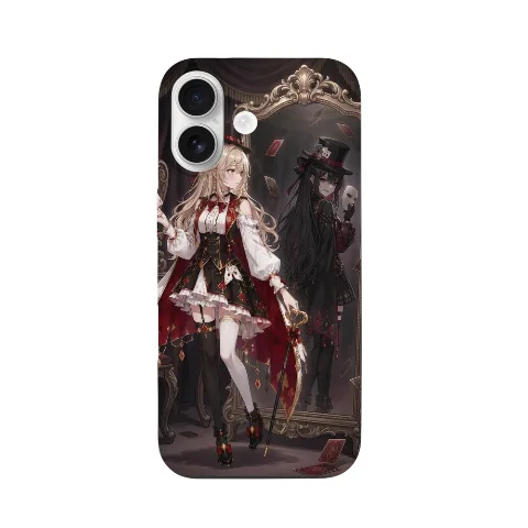 [Character Illustration Series] Krishne iPhone 17 Exclusive Phone Case. Silicone soft protective case, suitable for 6.02-inch phones, shockproof and durable, lightweight black model, comfortable and easy to grip.