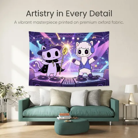 Luna and Annie's Concert，
Oxford Cloth Festival Tapestry Wall Hanging